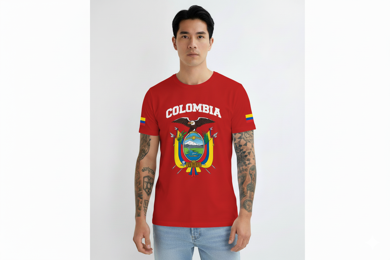 Camiseta Básica “Colombia Escudo + Banderas”